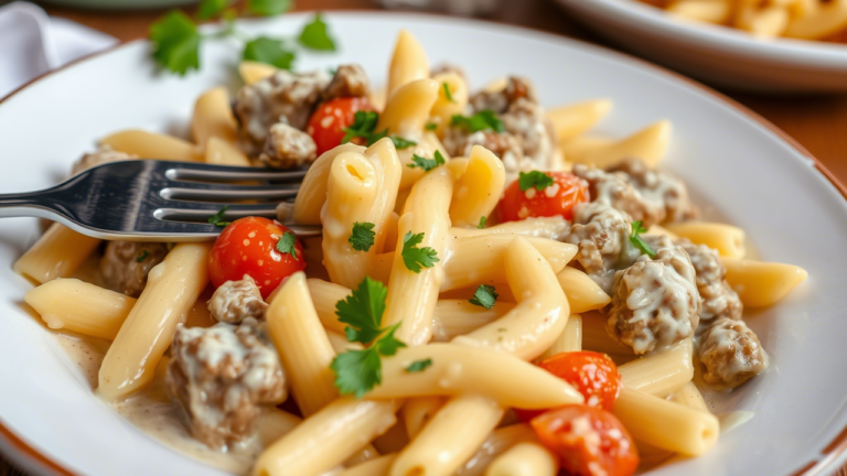 24 Creamy Beef Penne Pasta